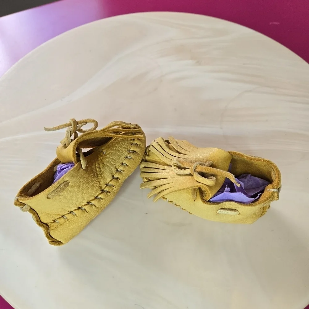 Charming Tan Kids Moccasins with Fringe